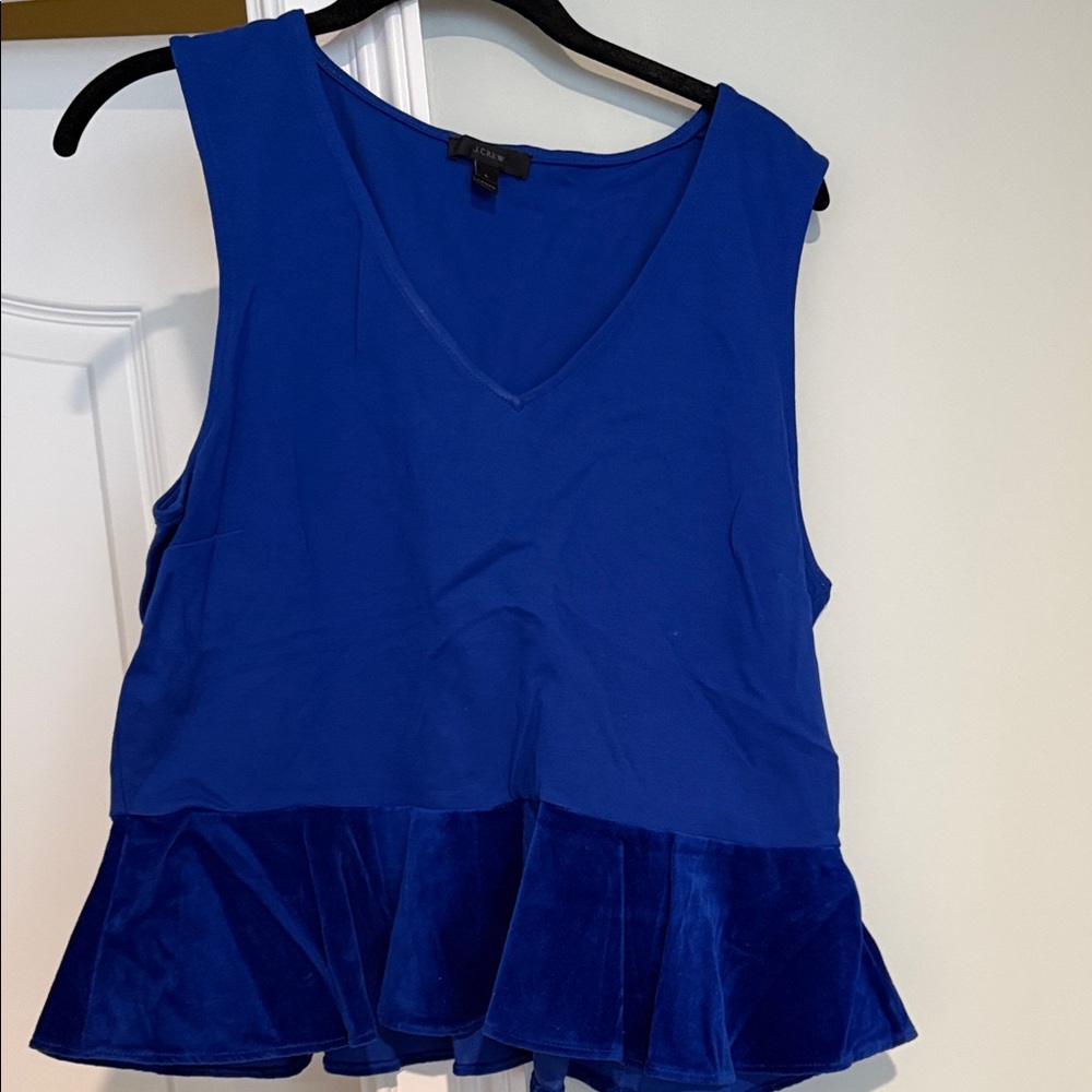 J crew Blue Sleeveless Top with Peplum Hem size L